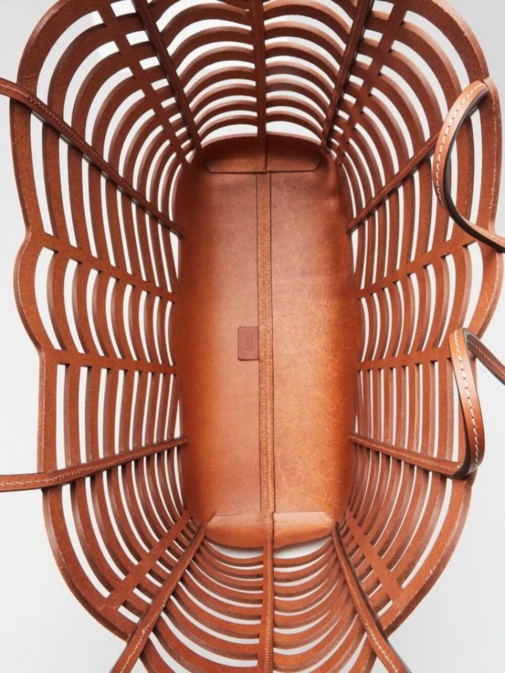 Chloe Brown/Beige Leather/Canvas Kayan Perforated Medium Tote Bag - Picture 5 of 12